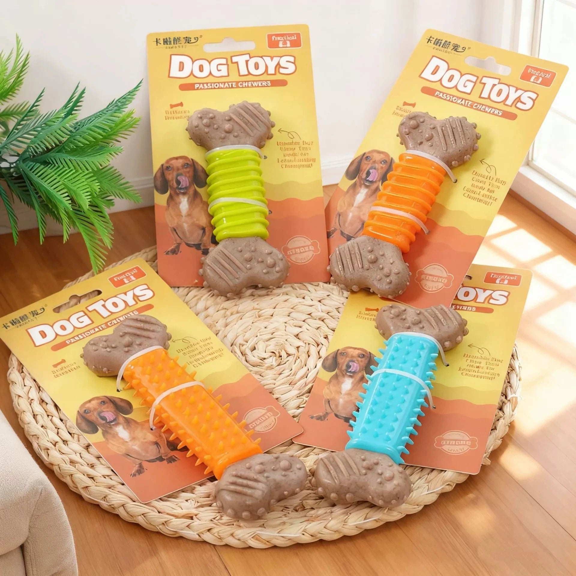Dog toys are fun to relieve boredom with TPR bone like grinding rods that are resistant to biting and chewing