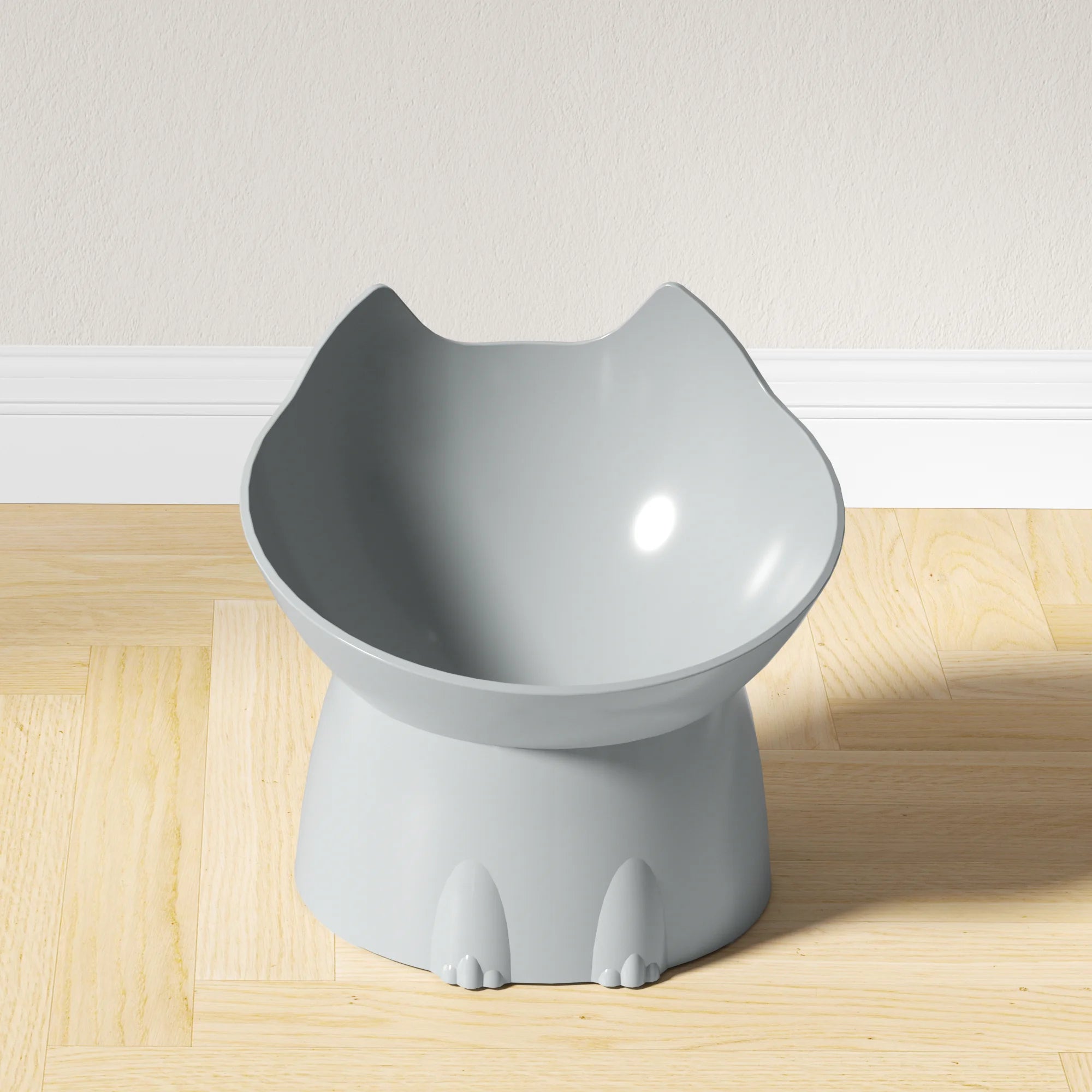 WhiskerWare Elevated Cat Bowl, Anti-Tip Plastic Raised Pet Feeding Dish with Tilted Edge, Neck Protection Kitty Food